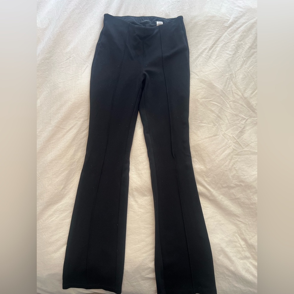 Black Tahari high-waisted stretch flare pants